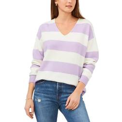 Vince Camuto Cozy V-Neck Striped Sweater - Azelea