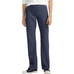 Hanes Women's ComfortSoft EcoSmart Petite Open Bottom Leg Sweatpants - Navy Heather