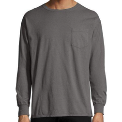 Hanes ComfortWash Garment Dyed Long Sleeve Pocket T-shirt Unisex - New Railroad Gray