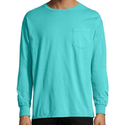 Hanes ComfortWash Garment Dyed Long Sleeve Pocket T-shirt Unisex - Mint