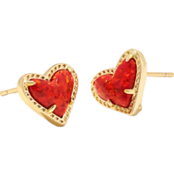Kendra Scott Ari Heart Stud Earrings - Gold/Red