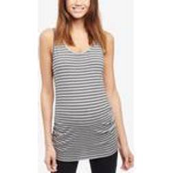 Motherhood Small Side Ruched Maternity Tank Top Grey Black Stripe