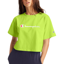 Champion Script Logo Heritage Cropped Tee - Lively Lime