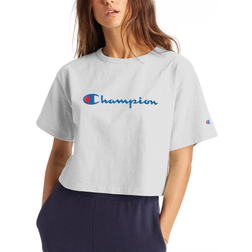 Champion Script Logo Heritage Cropped Tee - Silver Grey