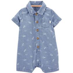 Carter's Chambray Polo Romper - Blue (V_1N071910)