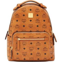 MCM Stark 32 Visetos Coated Canvas Small Backpack - Cognac