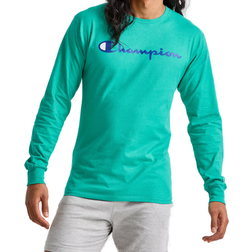 Champion Classic Script Logo Long Sleeve T-shirt - Green Reef