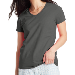 Hanes Women's Essential-T Short Sleeve V-Neck T-Shirt - Charcoal Heather