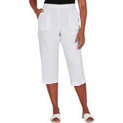 Alfred Dunner Petite Women's Cargo Pocket Capri - White