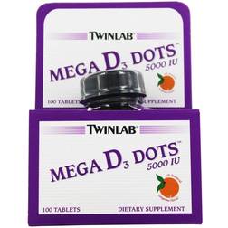 Twinlab Mega D3 Dots Tangerine 5000 IU 100 Tablets