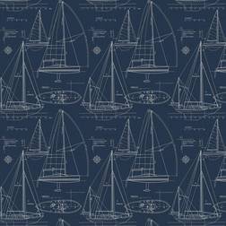 Etten Gallerie Sail Away Navy Blue Wallpaper blue