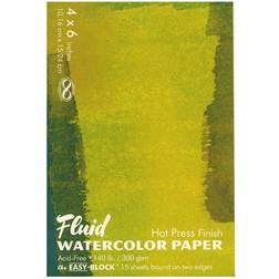 Global Art Fluid Watercolor Paper Block, Hot-Press, 4" x 6" 15 Sheets/Pad