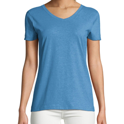 Hanes Women's X-Temp V-Neck T-Shirt - Neon Blue Heather