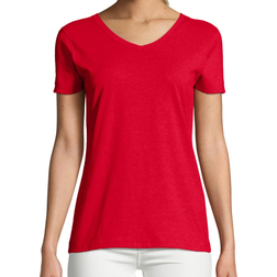Hanes Women's X-Temp V-Neck T-Shirt - Deep Red