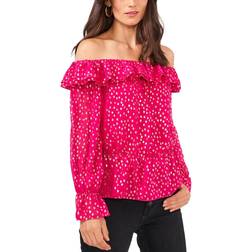 Vince Camuto Ruffled Off-The-Shoulder Blouse - Fuchsia Rose