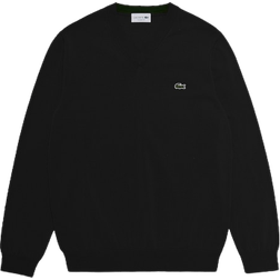 Lacoste V-neck Organic Cotton Sweater - Black