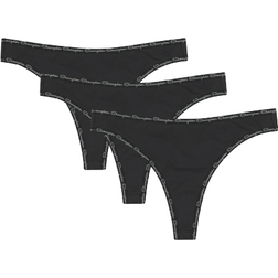 Champion Women's Microfiber Thongs 3-pack - Black/Black/Black