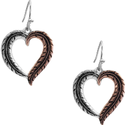 Montana Silversmiths Hearts Aflutter Feather Earrings - Silver/Rose Gold