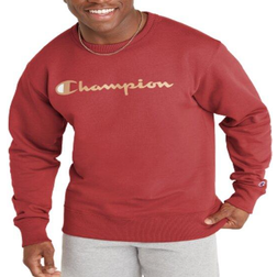 Champion Powerblend Fleece Crew Script Logo - Redwood Red