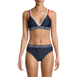 Tommy Hilfiger Double-Strap Triangle Logo Bikini Top - Navy