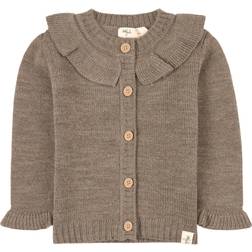 Little Jalo Flounce Knit Cardigan - Wood Brown