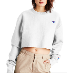 Champion Reverse Weave Cropped Cut-Off Crew Sweatshirt - Silver Grey