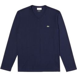 Lacoste V-Neck Lightweight Pima Cotton Jersey T-shirt - Navy Blue