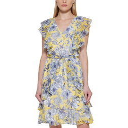 Tommy Hilfiger Flutter-Sleeve Fit & Flare Dress - Snpdrgn/Porcelain