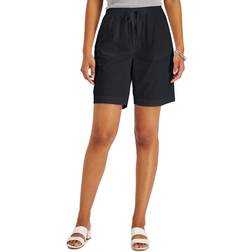 Karen Scott Gemma Cotton Drawstring Bermuda Shorts - Deep Black