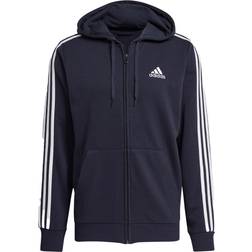 Adidas Essentials French Terry 3-Stripes Full-Zip Hoodie - Legend Ink/White