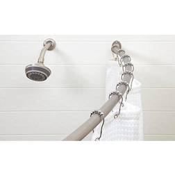 Bath Bliss Curved Wall Mountable Shower Rod Satin