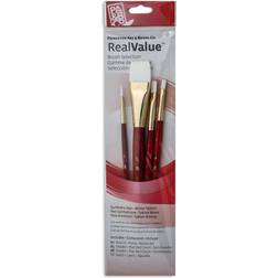 Princeton Real Value Brush Set 9125, White Taklon, Short Handle, Set of 4