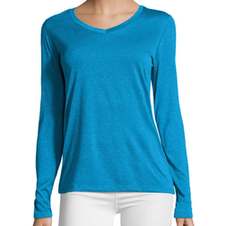 Hanes Sport Cool Dri Performance Long-Sleeve V-Neck T-shirt Women - Underwater Blue