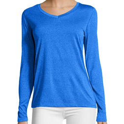 Hanes Sport Cool Dri Performance Long-Sleeve V-Neck T-shirt Women - Awesome Blue Heather