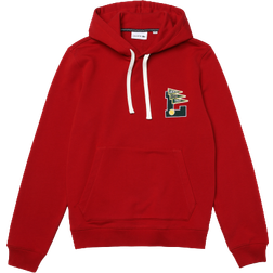 Lacoste Pennants L Badge Hooded Cotton Fleece Sweatshirt - Red