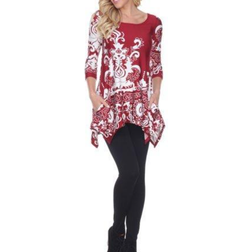 White Mark Women's Yanette Tunic Top - Burgundy/White