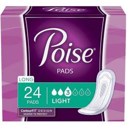 Poise Pads, Light Absorbency, Long 24.0 ea