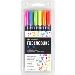 Tombow Fudenosuke Neon Brush Pens 6-pack