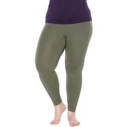 White Mark Women's Solid Leggings Plus Size - Olive