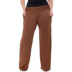 White Shark Solid Palazzo Pants Plus Size - Brown