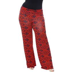 White Shark Solid Palazzo Pants Plus Size - Orange/Navy Diamond