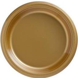 Amscan Gold, Big Party Pack, Round Plastic Plates 7" 50 Per Pack