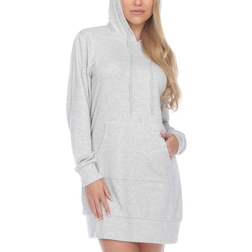 White Mark Women's Hooded Sweatshirt Dress - Grey