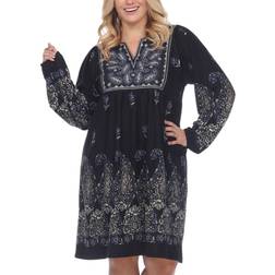 White Shark Embroidered Sweater Dress Plus Size - Black