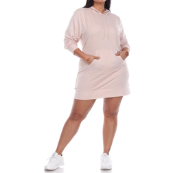 White Shark Women Hoodie Sweatshirt Dress Plus Size - Beige