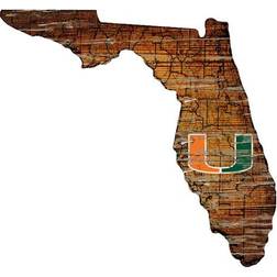 Fan Creations Miami Hurricanes Distressed State with Logo Sign