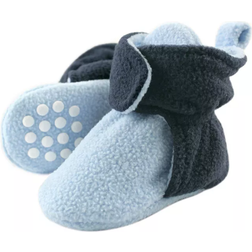 Luvable Friends Fleece Booties - Light Blue/Navy