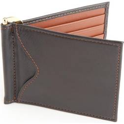 Royce RFID Leather Money Clip Card Case - Black/Tan