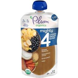 Plum Organics Mighty 4 Blends Banana, Blueberry, Sweet Potato, Carrot, Greek Yogurt & Millet Tots Pouch 113.398g