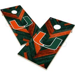 Victory Tailgate Miami Hurricanes Herringbone Design Cornhole Set